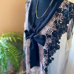 Bow & Tie Blouse (Snake Print)